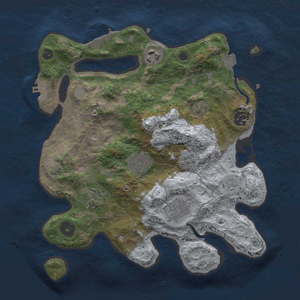 Rust Map: Procedural Map, Size: 3000, Seed: 1990, 14 Monuments