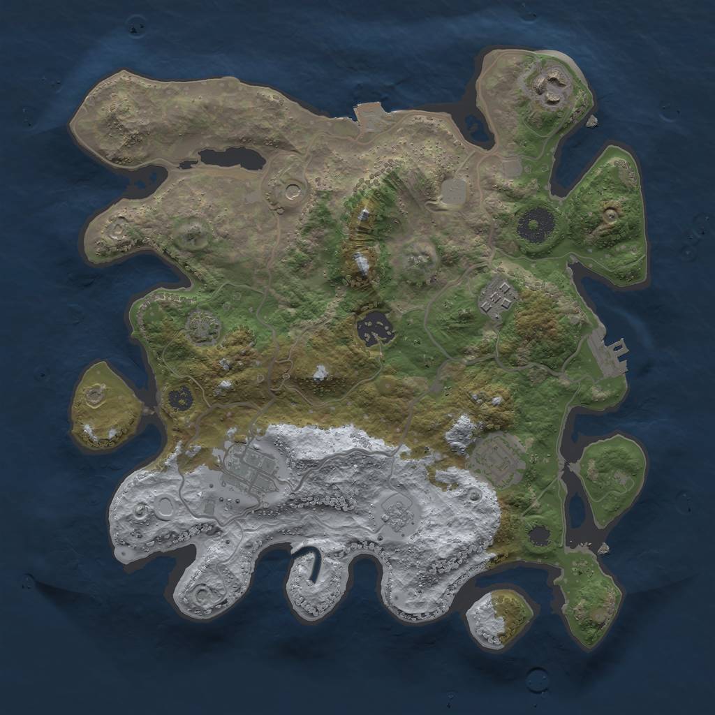 Rust Map: Procedural Map, Size: 3000, Seed: 2015059692, 12 Monuments