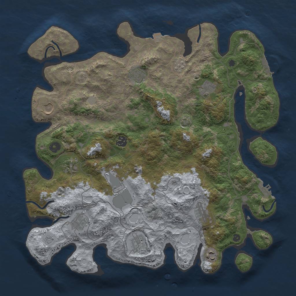 Rust Map: Procedural Map, Size: 4050, Seed: 1353364337, 19 Monuments