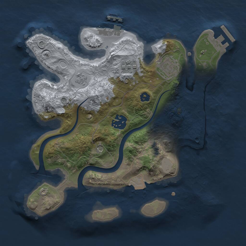 Rust Map: Procedural Map, Size: 2500, Seed: 253646621, 8 Monuments