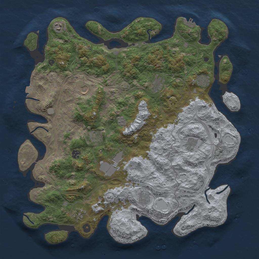 Rust Map: Procedural Map, Size: 4500, Seed: 37843445, 18 Monuments