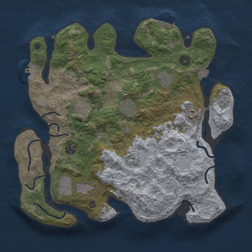 Rust Map: Procedural Map, Size: 3500, Seed: 498113474, 16 Monuments