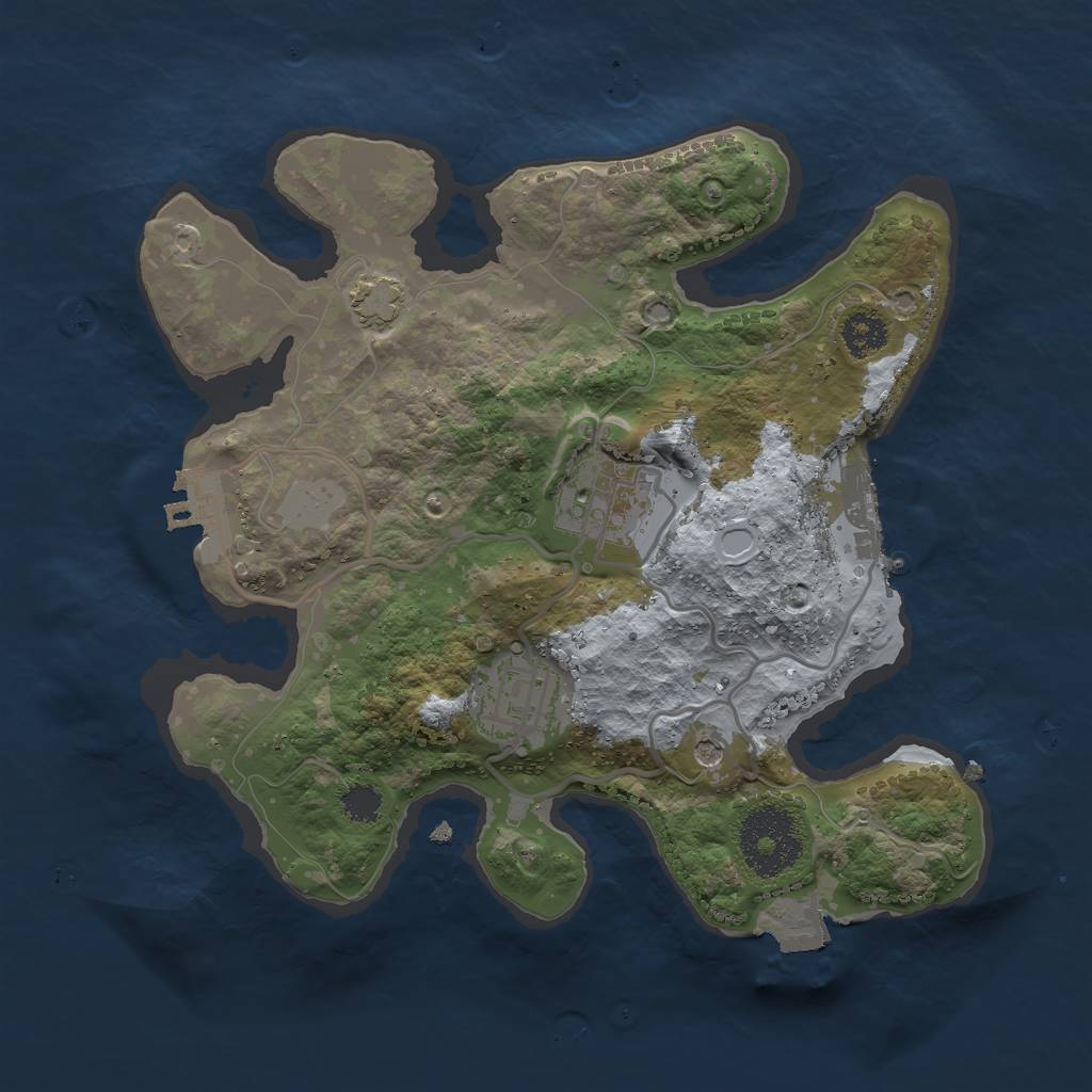 Rust Map: Procedural Map, Size: 2500, Seed: 4224, 9 Monuments