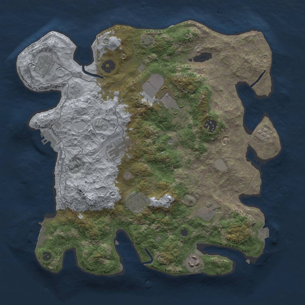 Rust Map: Procedural Map, Size: 3500, Seed: 76830329, 16 Monuments