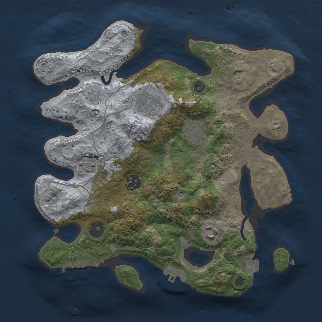 Rust Map: Procedural Map, Size: 3000, Seed: 1157122368, 13 Monuments
