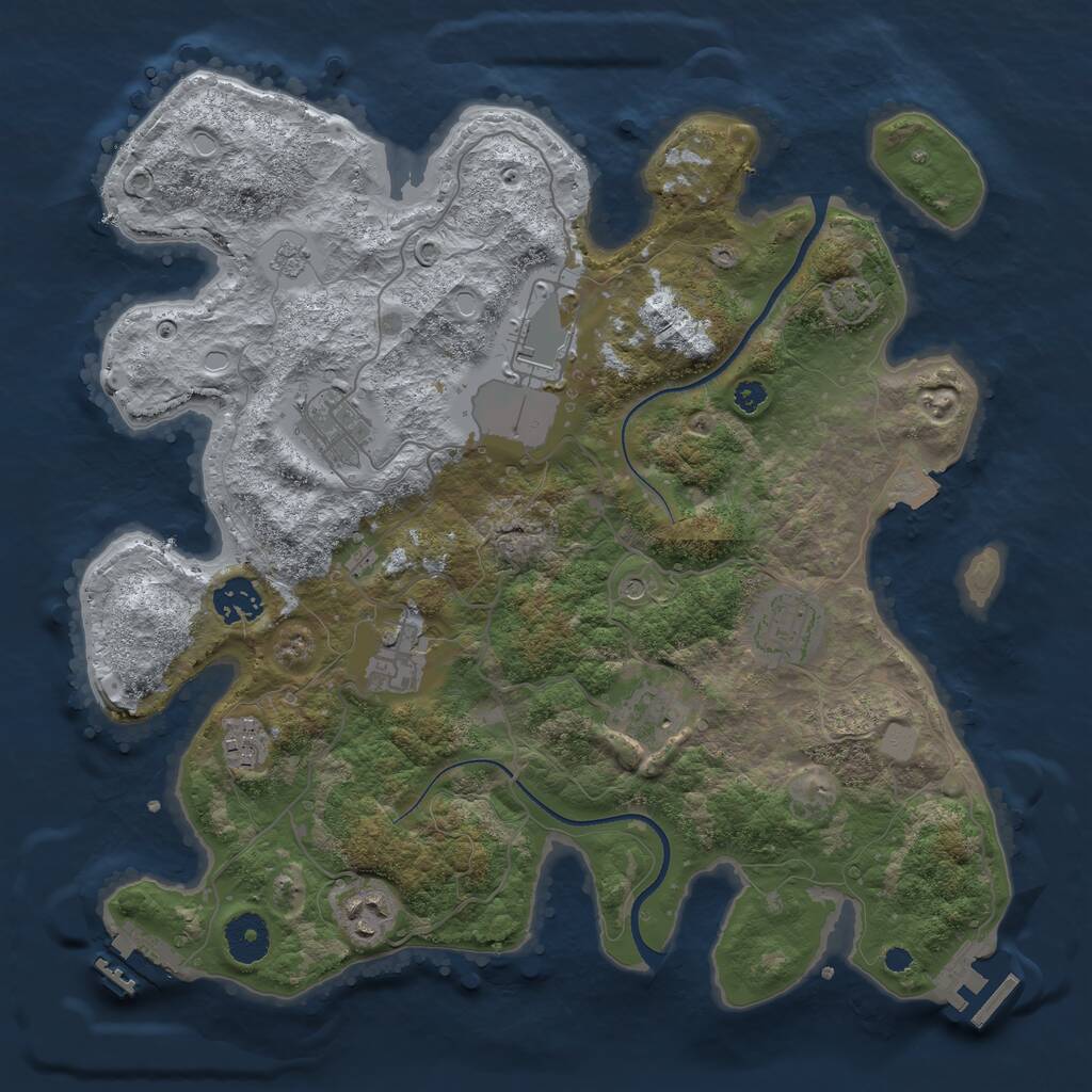 Rust Map: Procedural Map, Size: 3500, Seed: 712208826, 14 Monuments