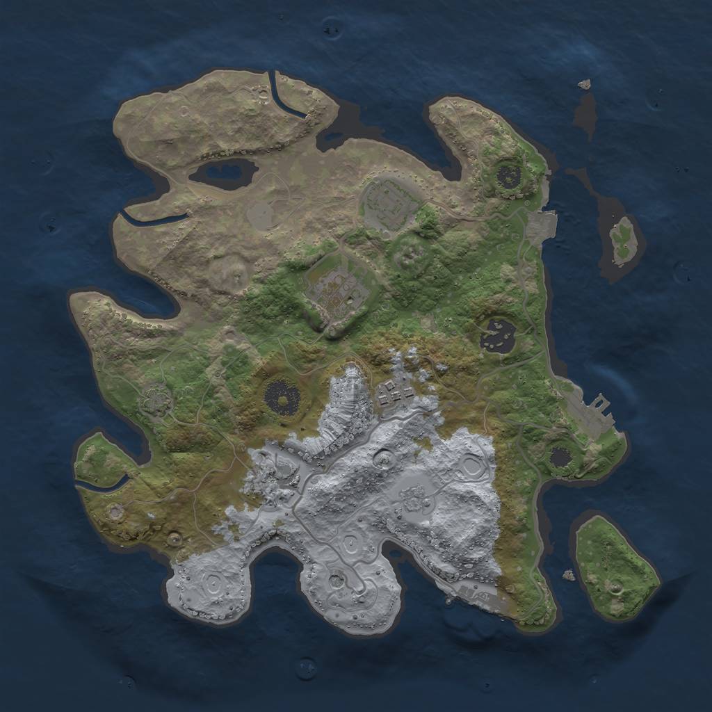 Rust Map: Procedural Map, Size: 3000, Seed: 1401464500, 13 Monuments