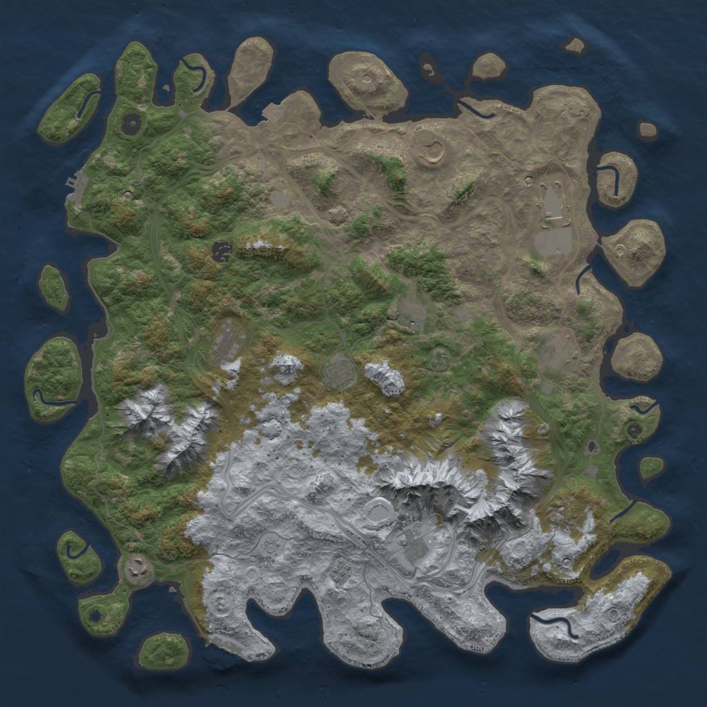 Rust Map: Procedural Map, Size: 5000, Seed: 1272212577, 19 Monuments