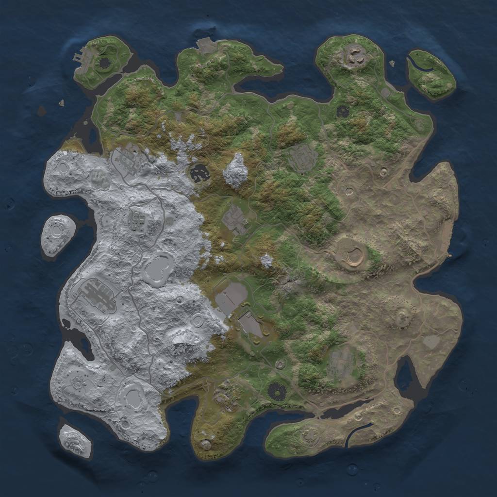 Rust Map: Procedural Map, Size: 4000, Seed: 6154, 19 Monuments
