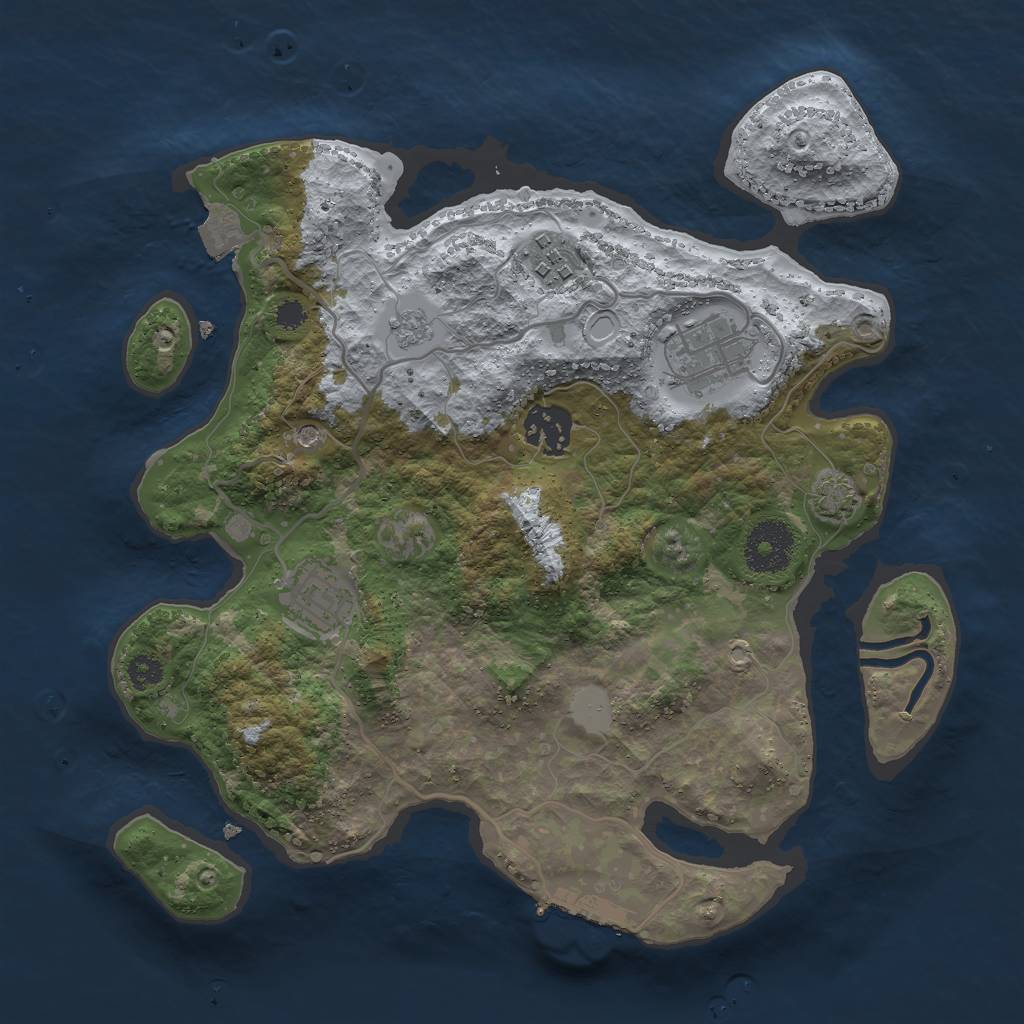 Rust Map: Procedural Map, Size: 3000, Seed: 1744061025, 11 Monuments
