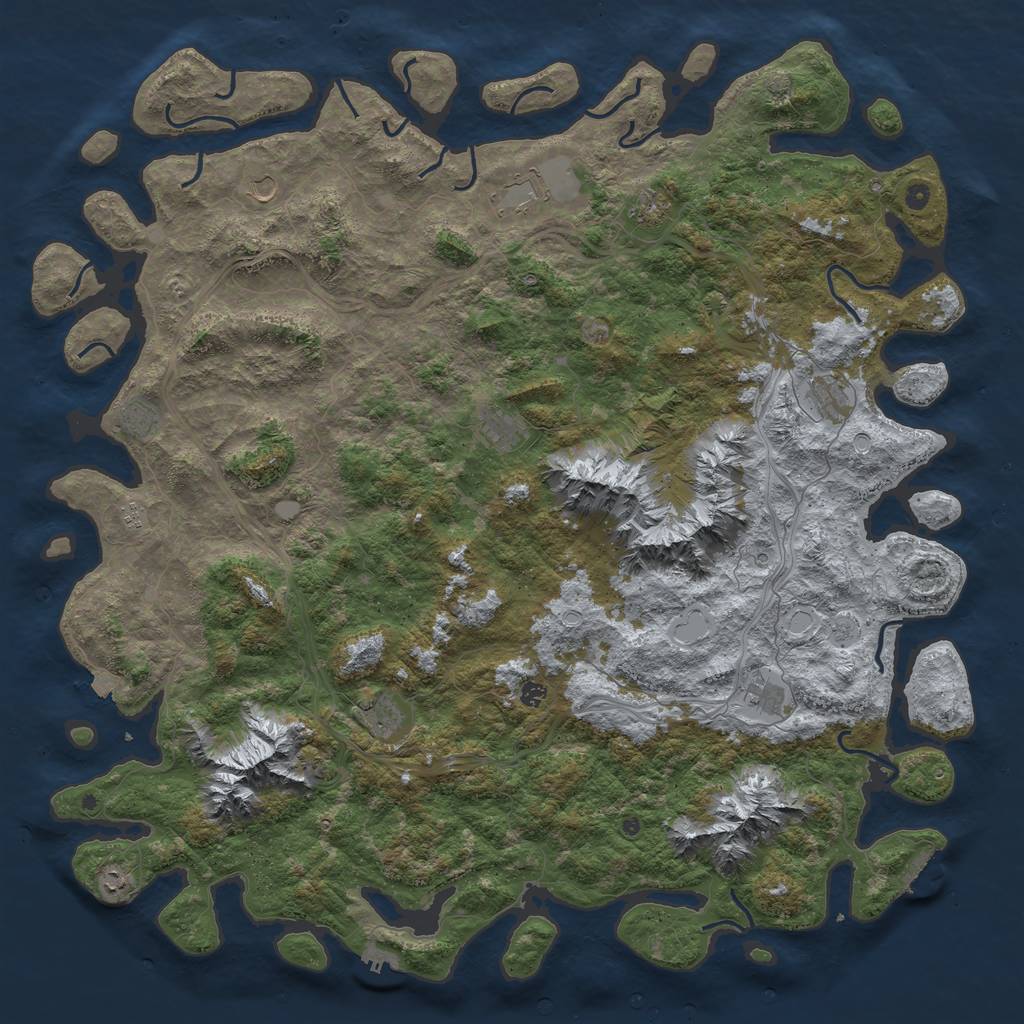 Rust Map: Procedural Map, Size: 6000, Seed: 12223, 19 Monuments