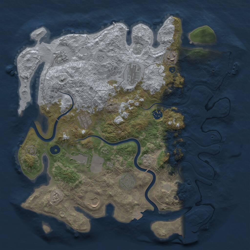 Rust Map: Procedural Map, Size: 3850, Seed: 491198451, 15 Monuments