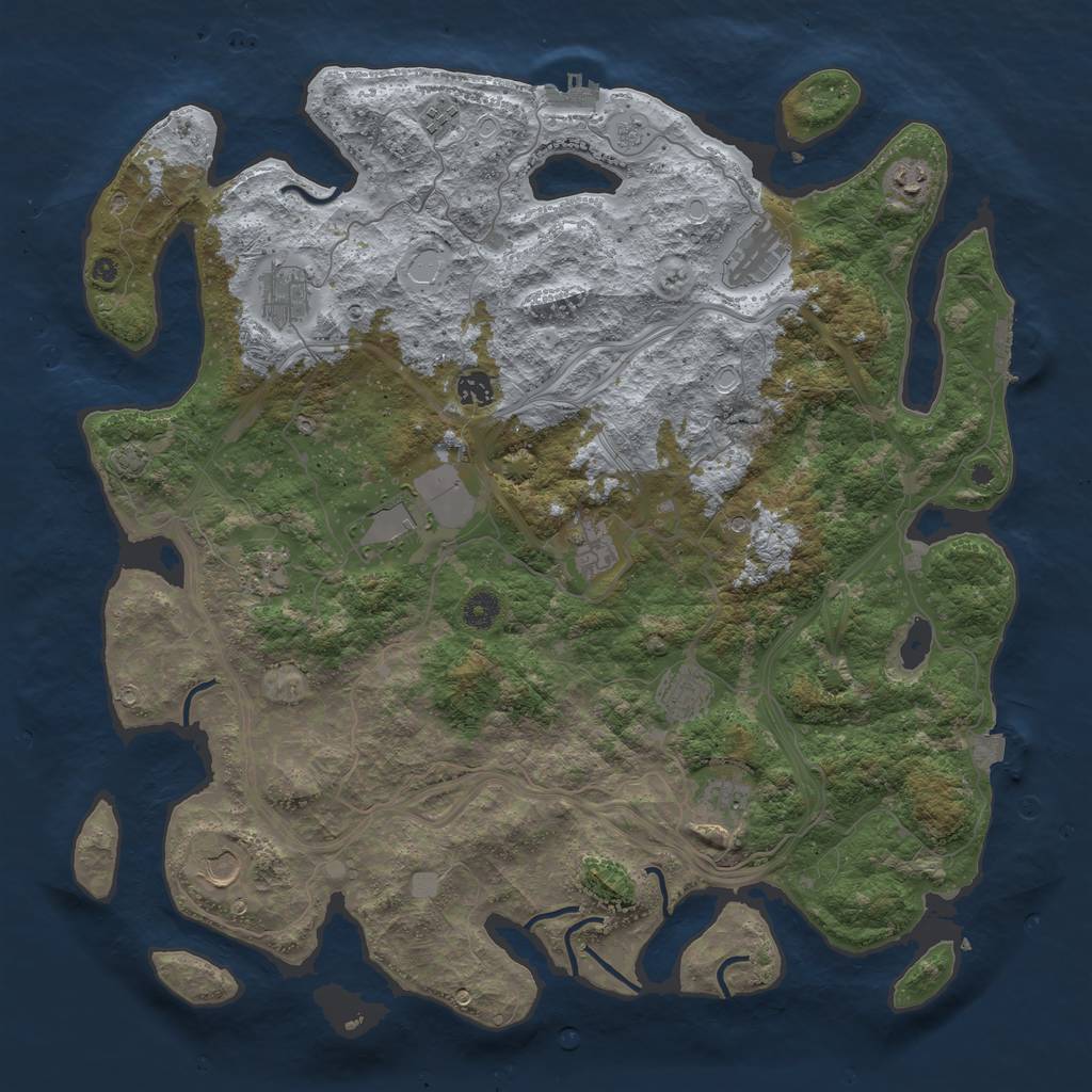 Rust Map: Procedural Map, Size: 4500, Seed: 2043090892, 19 Monuments