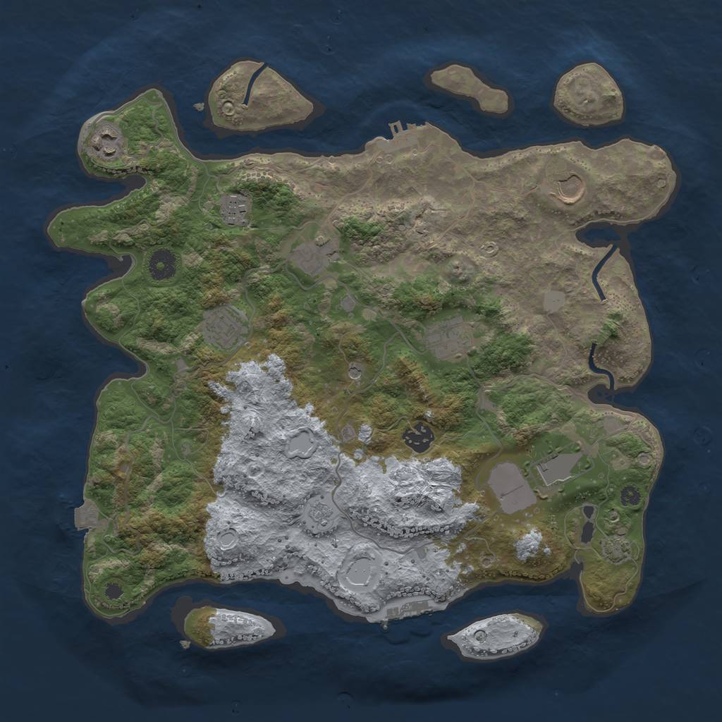 Rust Map: Procedural Map, Size: 3700, Seed: 131872425, 16 Monuments