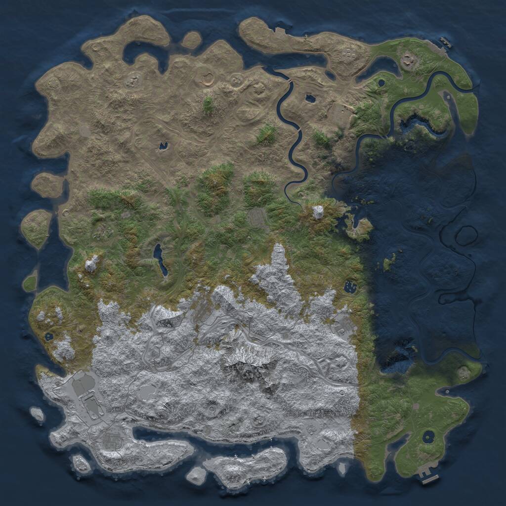 Rust Map: Procedural Map, Size: 6000, Seed: 112072639, 17 Monuments
