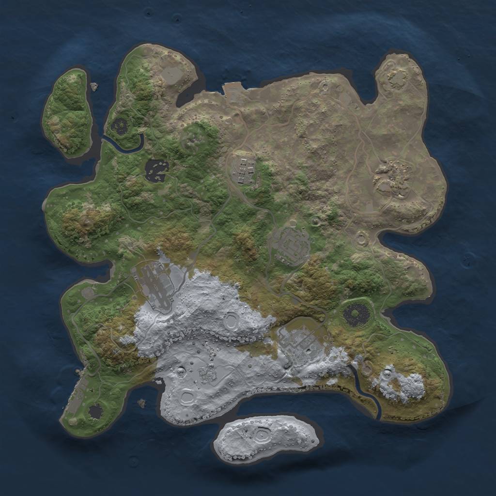 Rust Map: Procedural Map, Size: 3000, Seed: 811205354, 12 Monuments