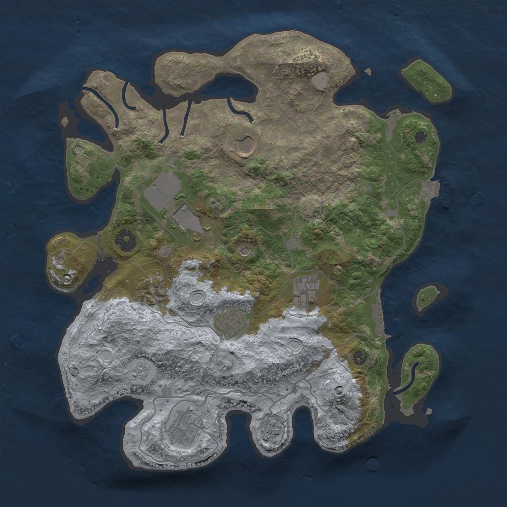 Rust Map: Procedural Map, Size: 3500, Seed: 714096391, 14 Monuments