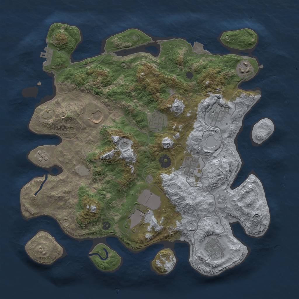 Rust Map: Procedural Map, Size: 3500, Seed: 1831430111, 15 Monuments