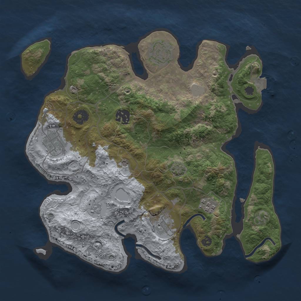 Rust Map: Procedural Map, Size: 3000, Seed: 1200772742, 11 Monuments