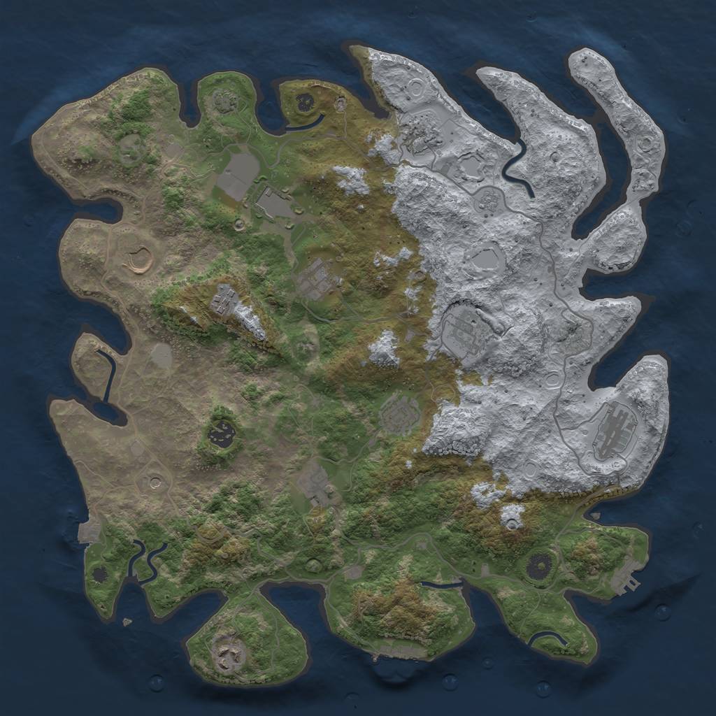 Rust Map: Procedural Map, Size: 4096, Seed: 879749108, 19 Monuments