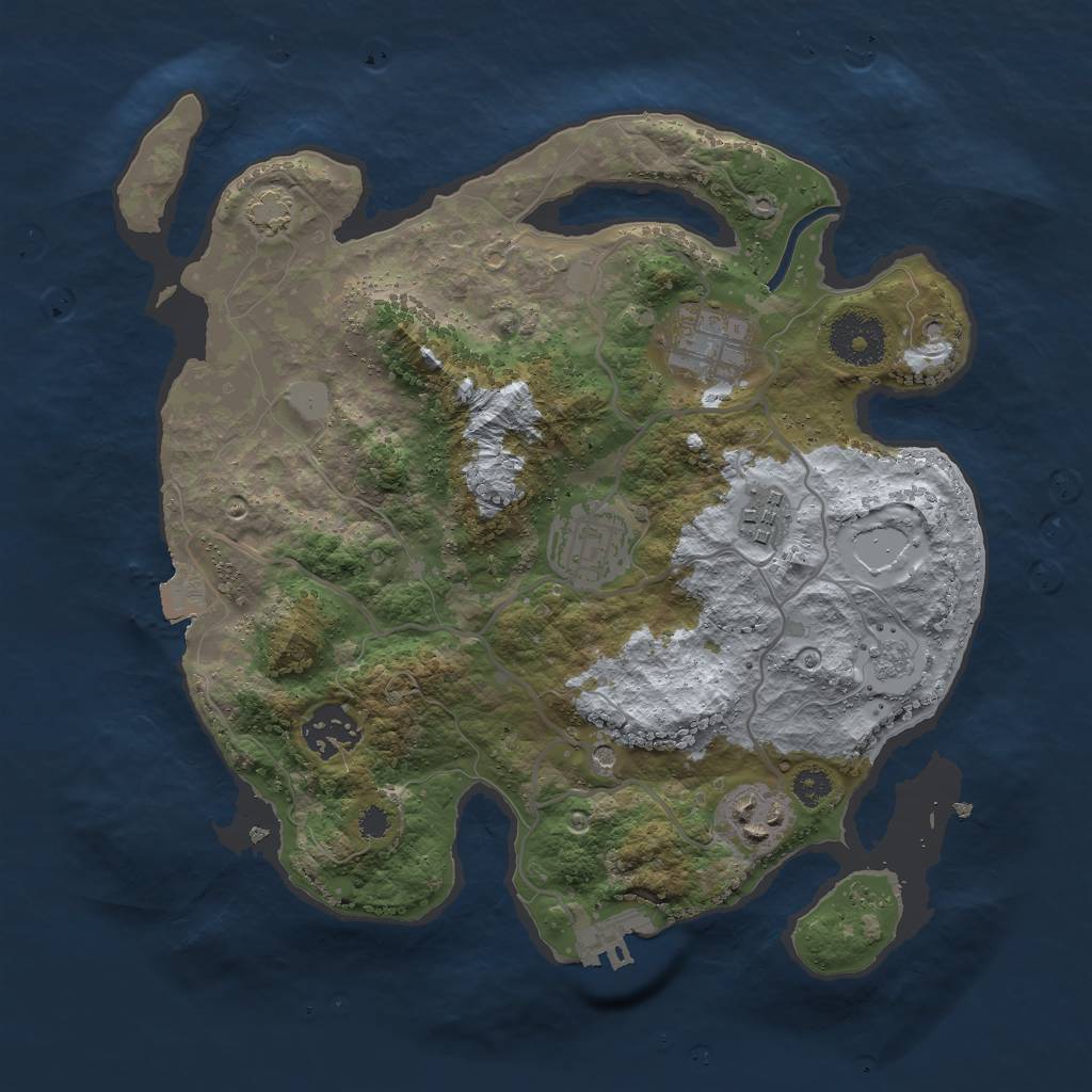Rust Map: Procedural Map, Size: 3000, Seed: 1838, 12 Monuments