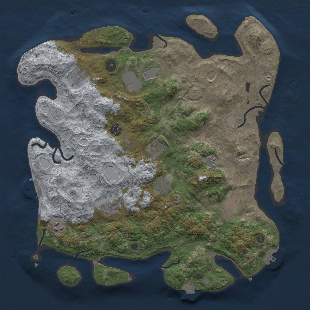 Rust Map: Procedural Map, Size: 4000, Seed: 1672300627, 18 Monuments