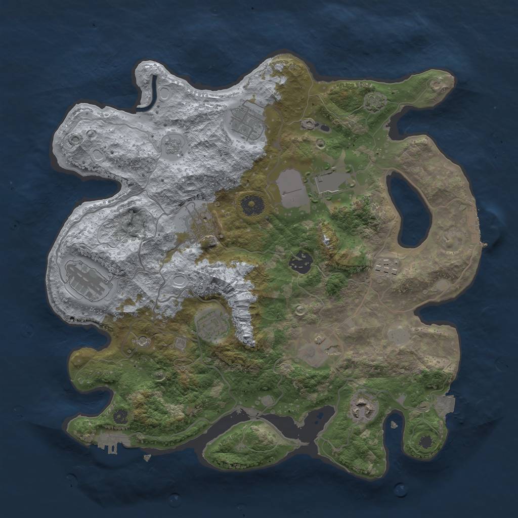 Rust Map: Procedural Map, Size: 3500, Seed: 644380147, 17 Monuments