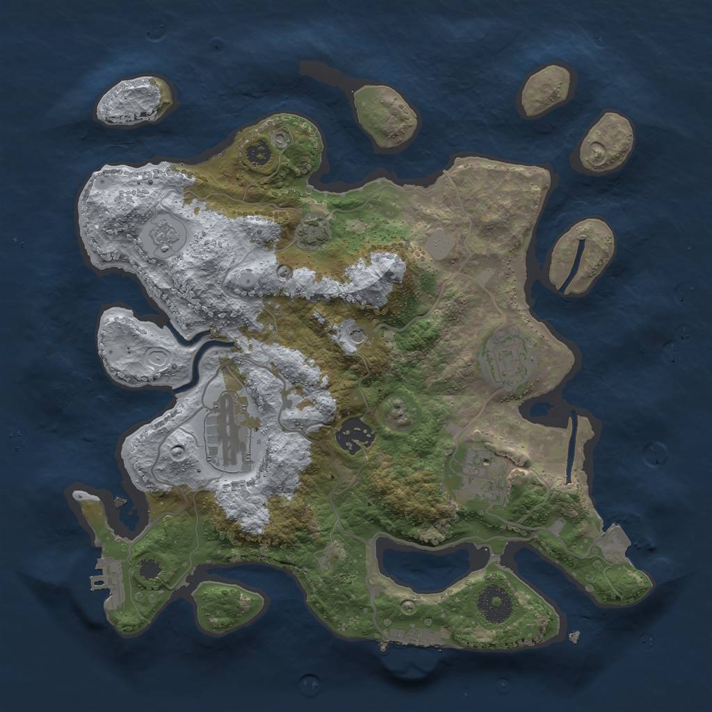 Rust Map: Procedural Map, Size: 3000, Seed: 770667730, 12 Monuments