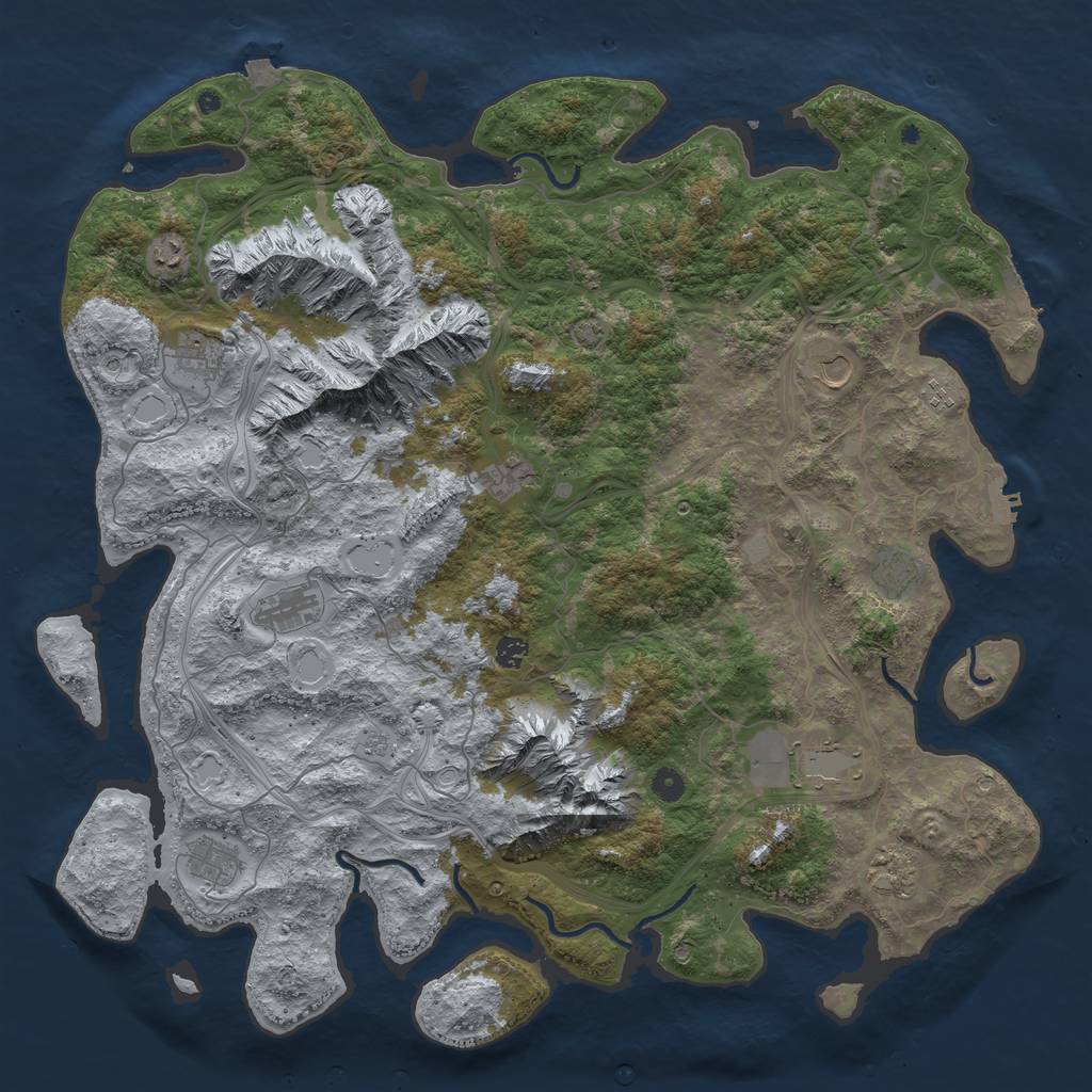 Rust Map: Procedural Map, Size: 5000, Seed: 63658691, 19 Monuments