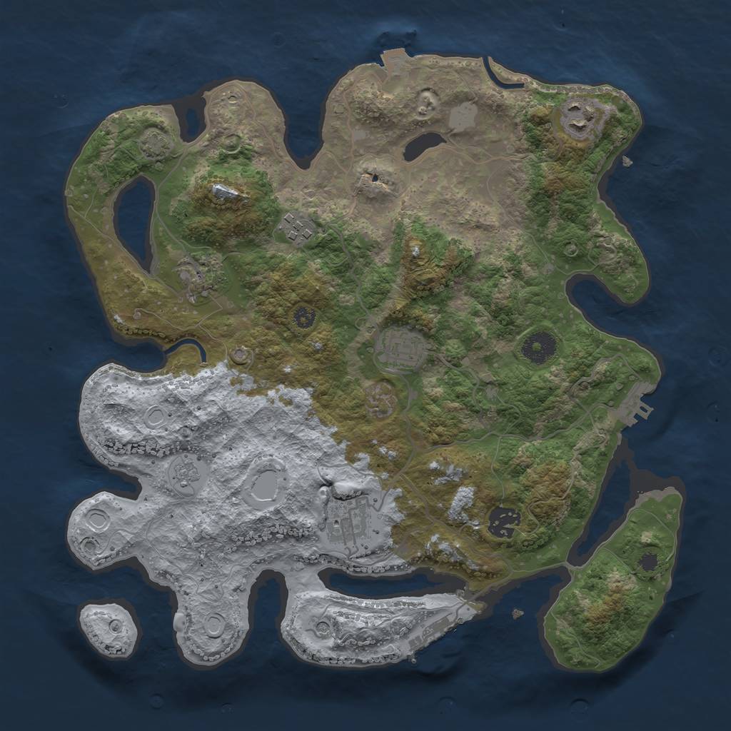 Rust Map: Procedural Map, Size: 3400, Seed: 53172, 14 Monuments