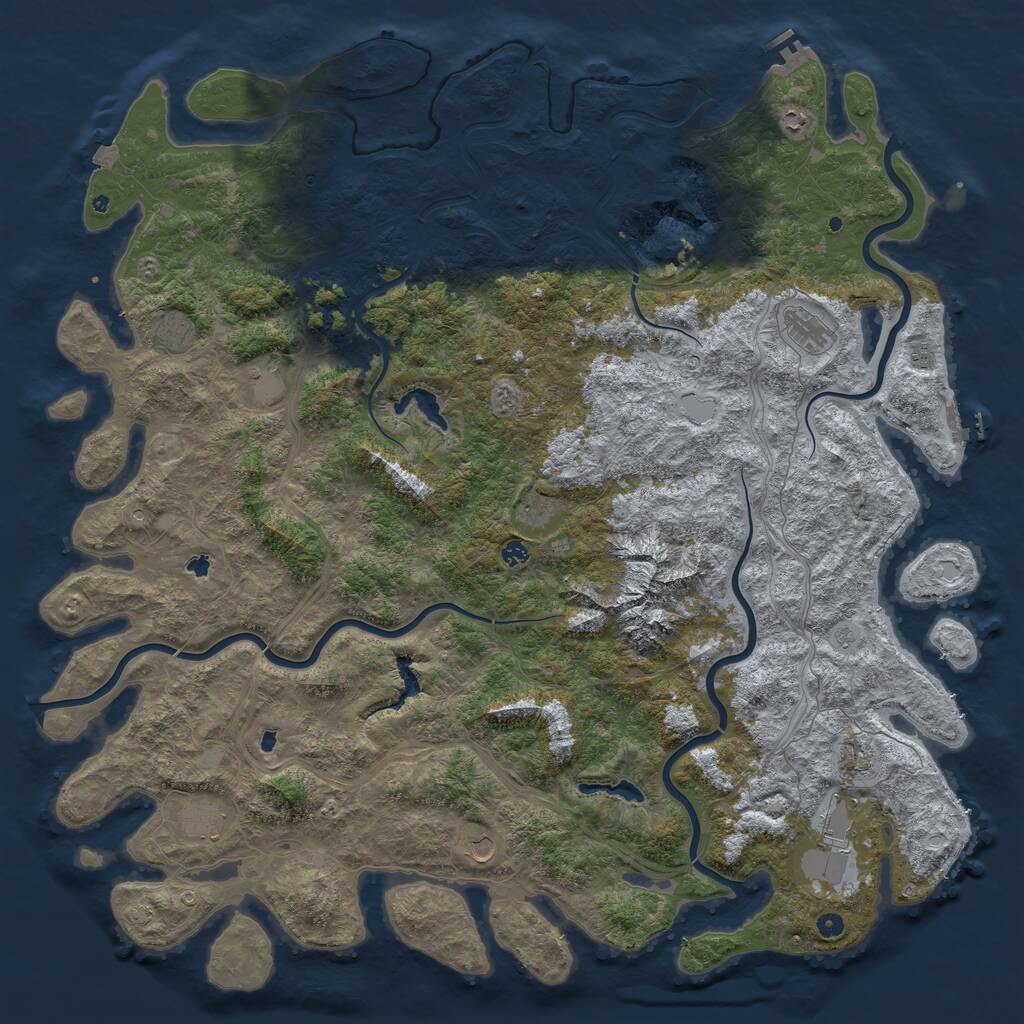 Rust Map: Procedural Map, Size: 6000, Seed: 1078209996, 17 Monuments