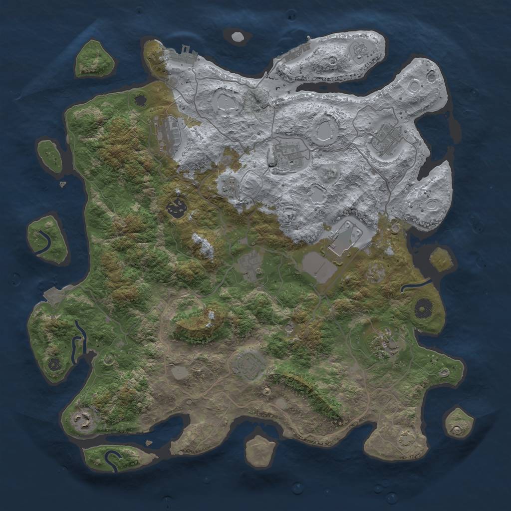 Rust Map: Procedural Map, Size: 4000, Seed: 982359, 18 Monuments