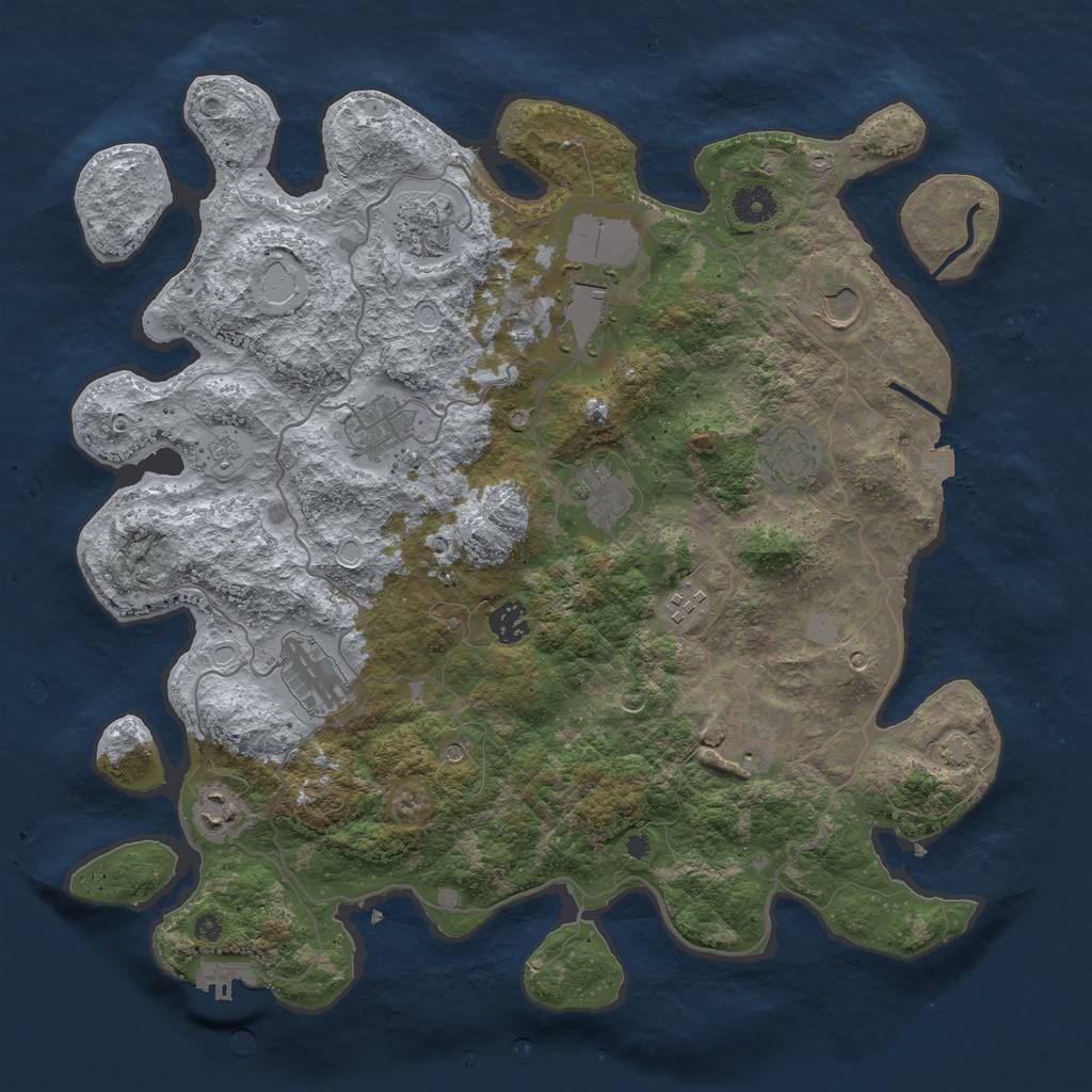 Rust Map: Procedural Map, Size: 4000, Seed: 1234567770, 18 Monuments