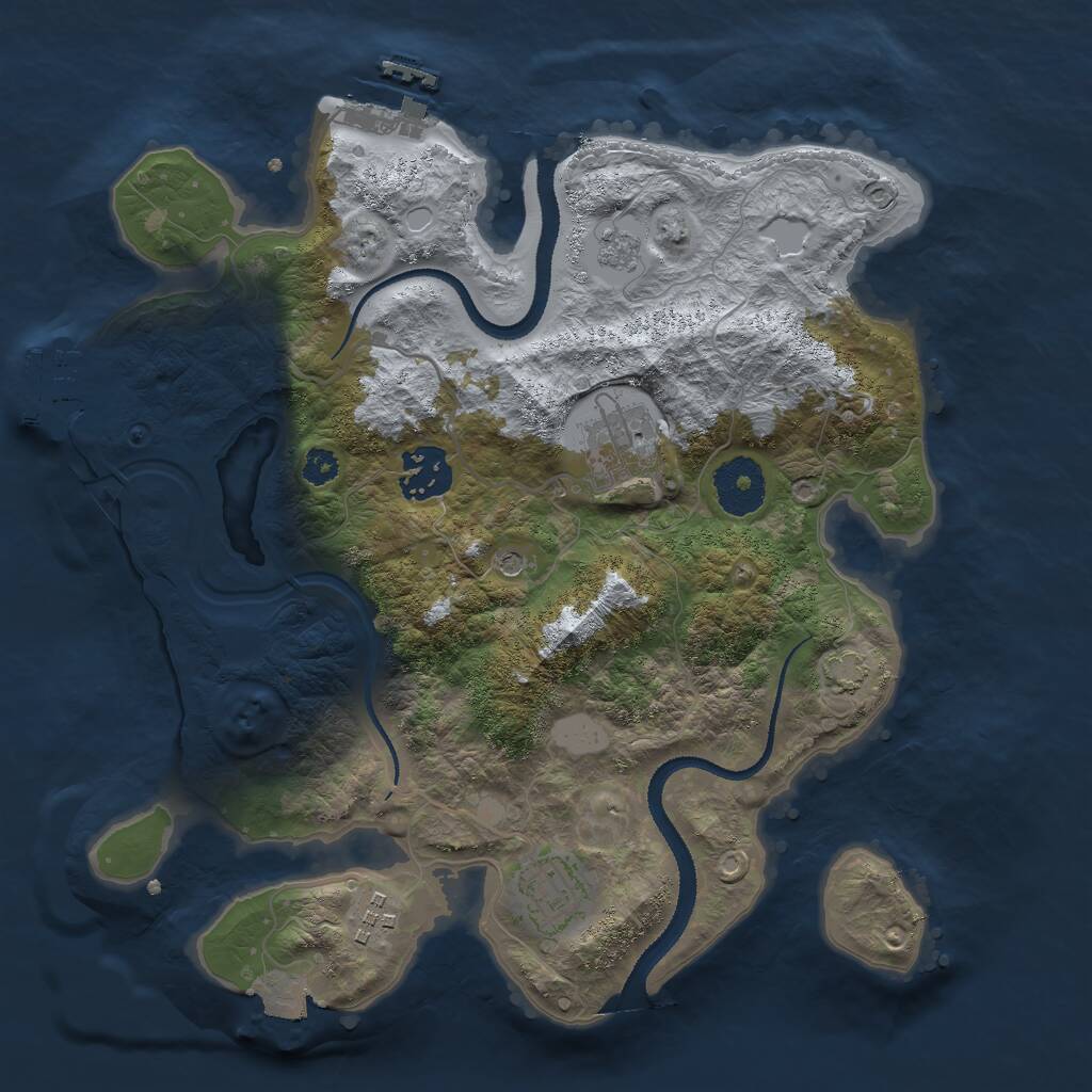 Rust Map: Procedural Map, Size: 3000, Seed: 887638891, 10 Monuments