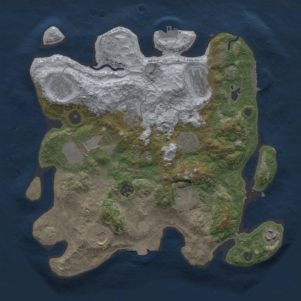 Rust Map: Procedural Map, Size: 3500, Seed: 1313984941, 17 Monuments