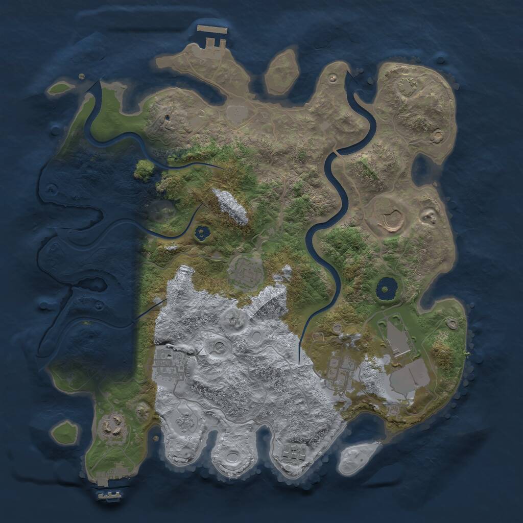 Rust Map: Procedural Map, Size: 3500, Seed: 1859384, 13 Monuments
