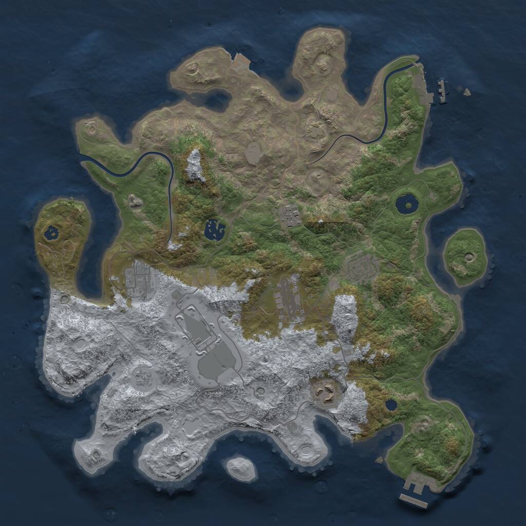 Rust Map: Procedural Map, Size: 3700, Seed: 464735729, 13 Monuments