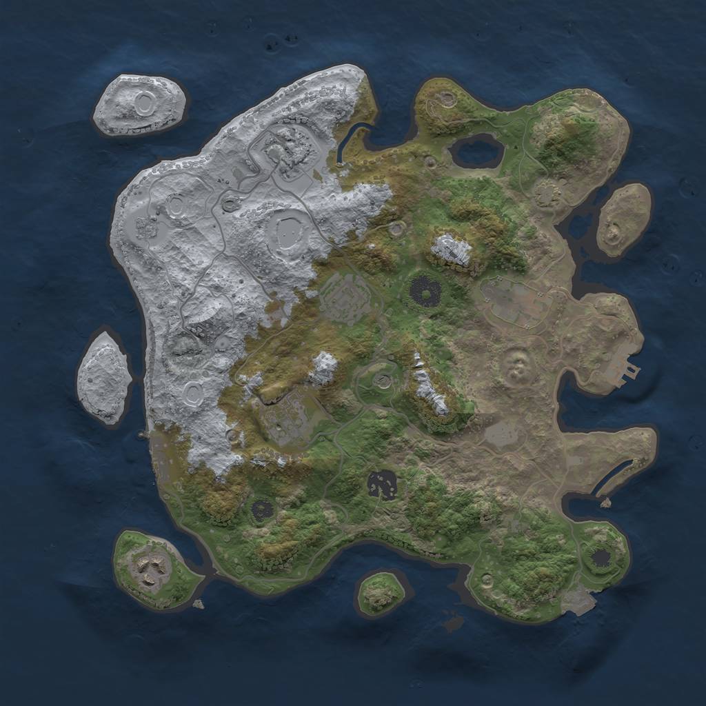 Rust Map: Procedural Map, Size: 3333, Seed: 1022082204, 14 Monuments
