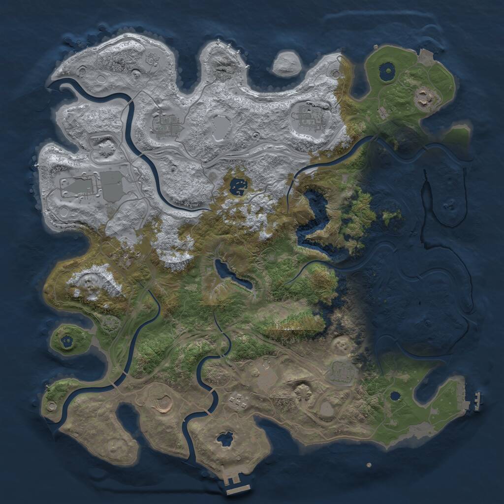 Rust Map: Procedural Map, Size: 4250, Seed: 74593312, 16 Monuments