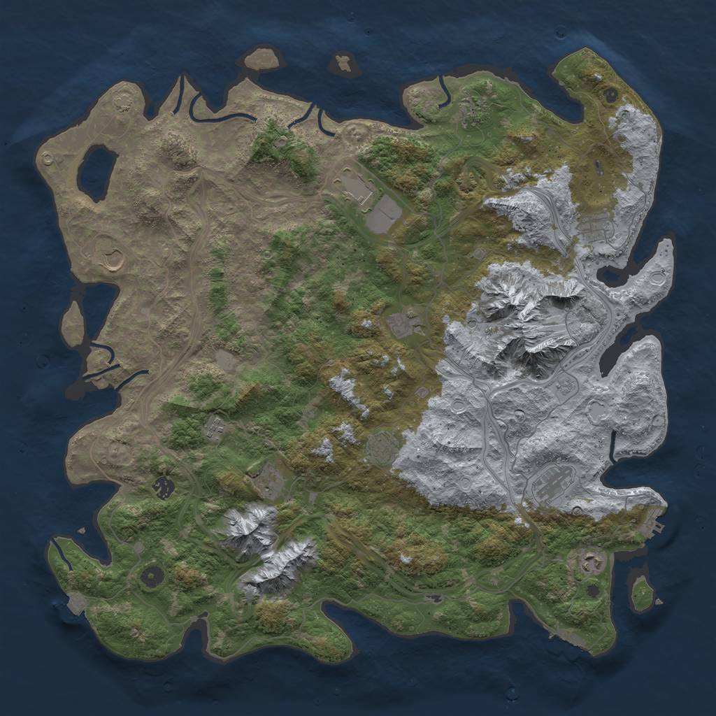 Rust Map: Procedural Map, Size: 5000, Seed: 197291175, 19 Monuments