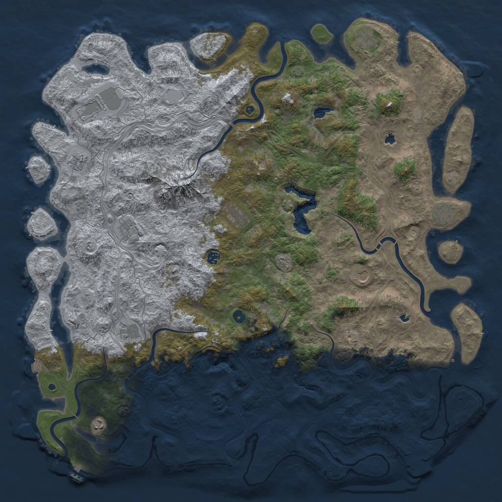 Rust Map: Procedural Map, Size: 6000, Seed: 820315360, 17 Monuments