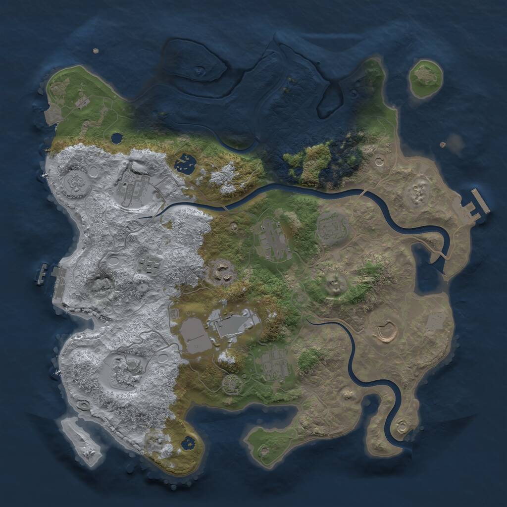 Rust Map: Procedural Map, Size: 3700, Seed: 186023418, 16 Monuments