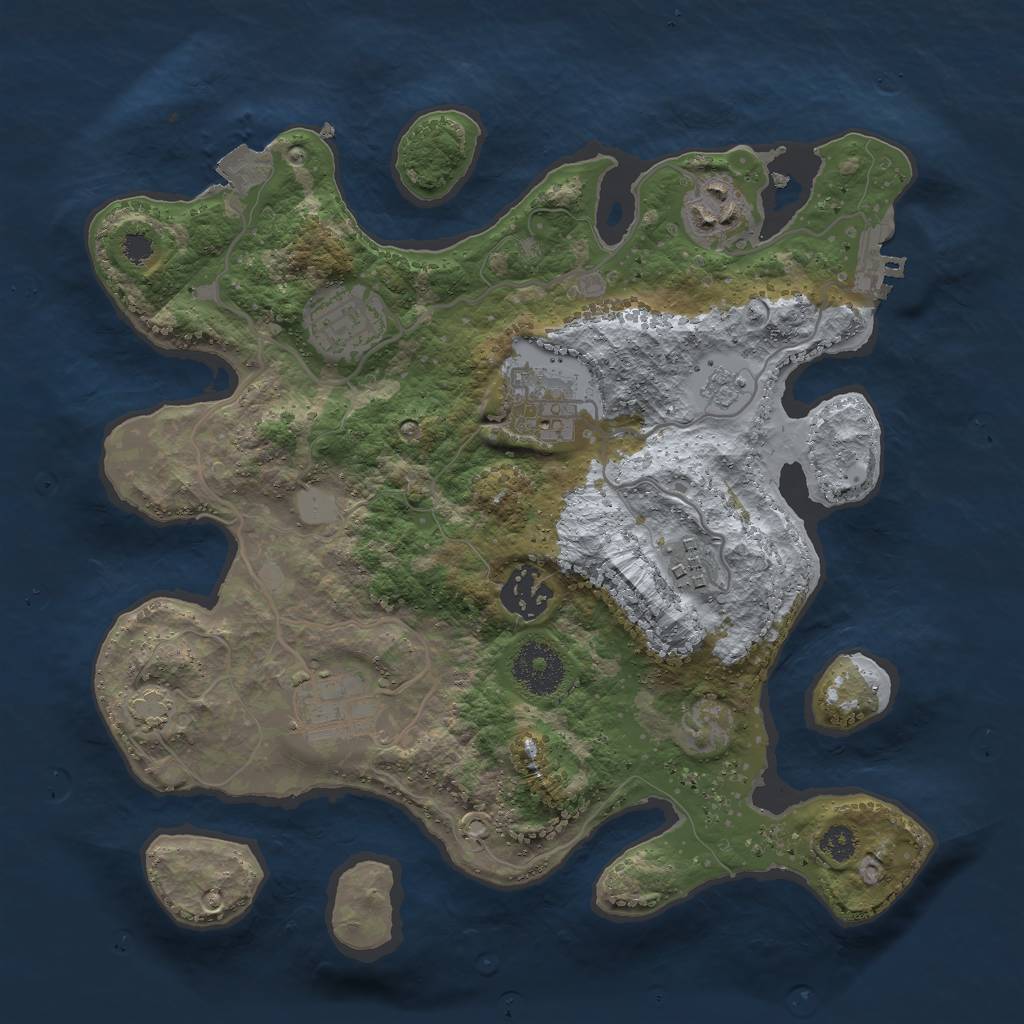 Rust Map: Procedural Map, Size: 3000, Seed: 20563, 12 Monuments
