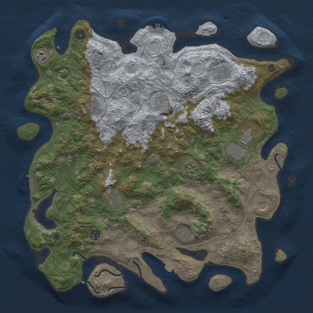 Rust Map: Procedural Map, Size: 4500, Seed: 35235235, 19 Monuments