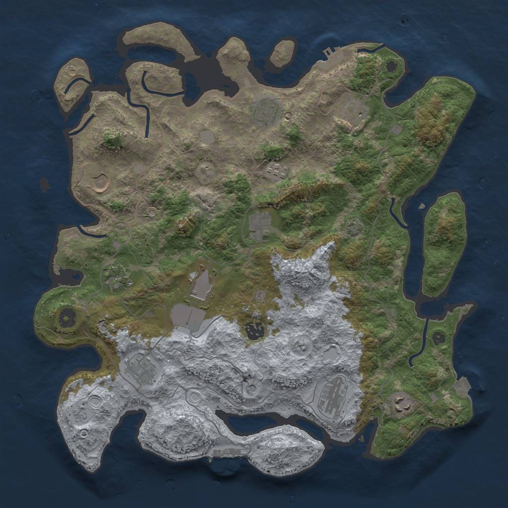 Rust Map: Procedural Map, Size: 4000, Seed: 27222, 19 Monuments
