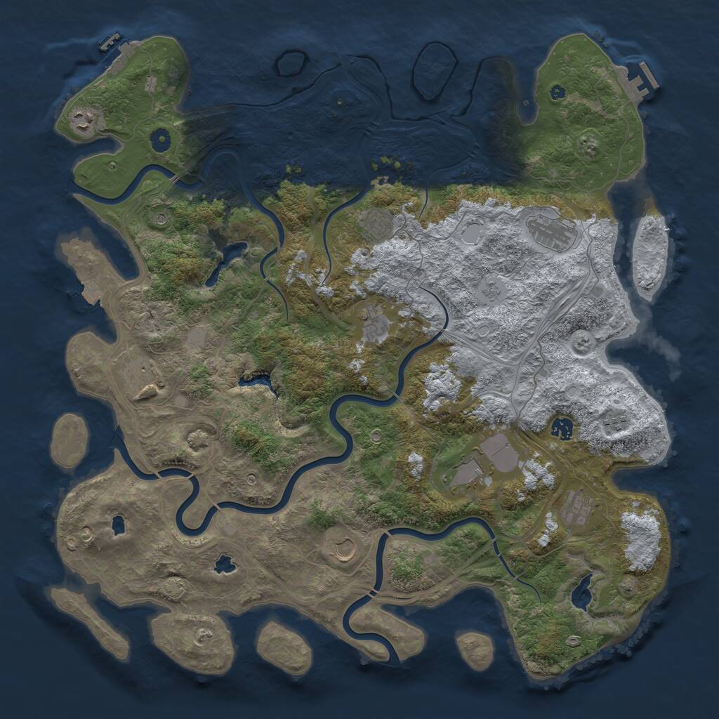 Rust Map: Procedural Map, Size: 4800, Seed: 361726198, 16 Monuments