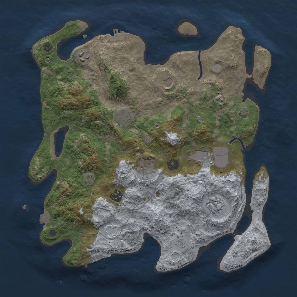 Rust Map: Procedural Map, Size: 3700, Seed: 2132671382, 16 Monuments