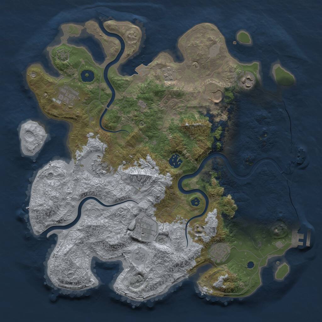 Rust Map: Procedural Map, Size: 3700, Seed: 1889554778, 14 Monuments