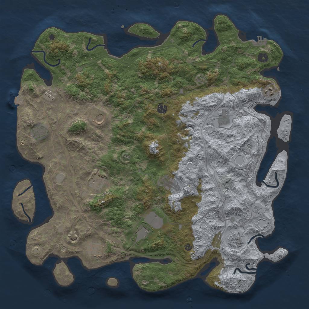 Rust Map: Procedural Map, Size: 4500, Seed: 961887688, 18 Monuments