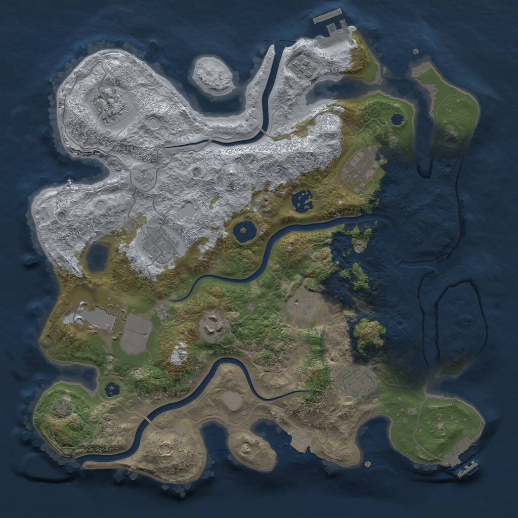 Rust Map: Procedural Map, Size: 3500, Seed: 2078147289, 15 Monuments